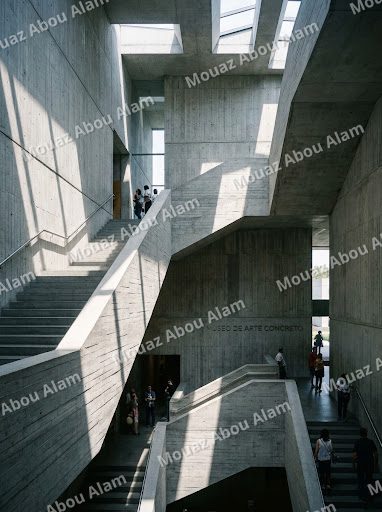 Brutalist concrete staircase