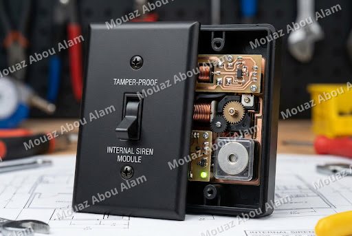 Internal wiring and components of the tamper-proof siren module